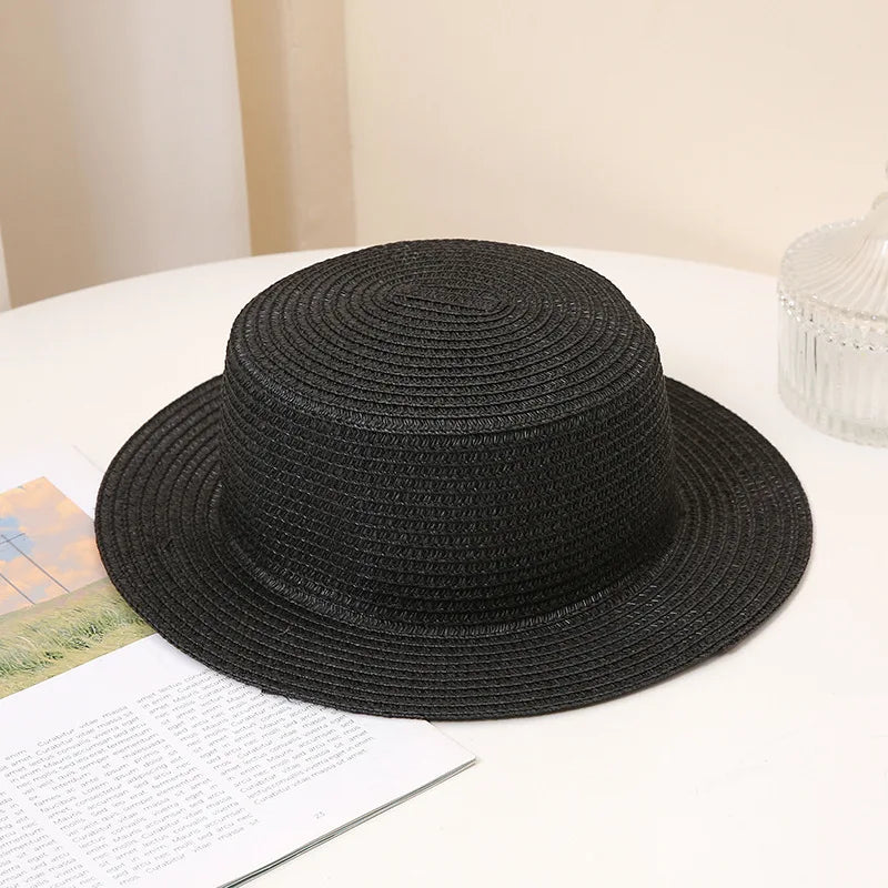 Summer Fashion Versatile Men's Women's Straw Hat Flat Top Fashion Sunscreen Foldable Fedora Beach Tourism Straw Hat Children