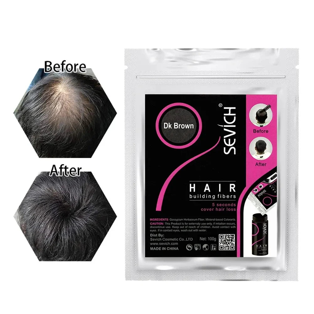 Sevich 4pcs Kit 50/100g Hair Fibers 10 Color Keratin Hair 30S Building Fiber Powder Instant Hair Growth Fiber Refill Hair Care