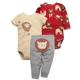 3PCS Baby Bodysuits+Pants Cotton Newborn Baby Boy Clothes Summer Cartton Baby Girl Clothing Sets 0-24 moth bebe Jumpsuit