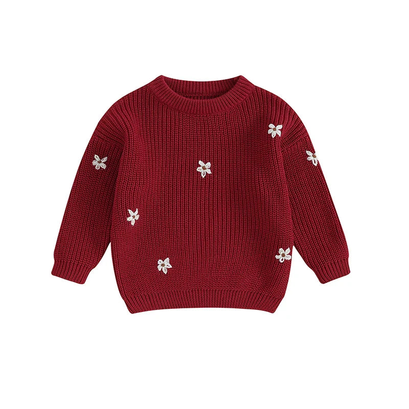 Newborn Baby Girls Winter Flower Sweater Clothes 2023 Autumn Newborn Infant Clothing Pullover Knitted Kids Sweaters