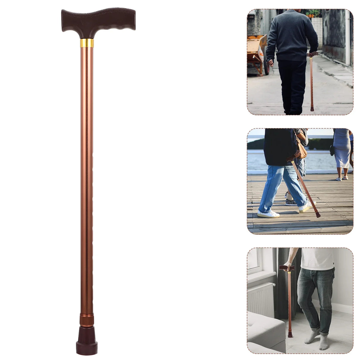 Curved Handle Hiking Stick Mens Cane Self Standing Cane Fold Trekking Stick Wooden Blind Walking Sticks Hiking Pole Elder