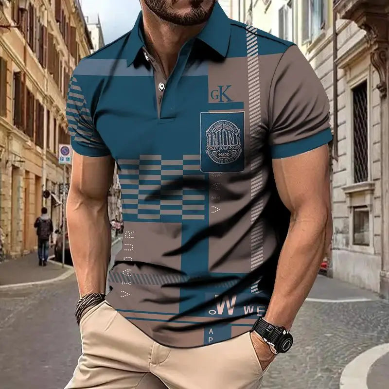 Striped Polo Shirt Men Polo Shirt Short Sleeve Top Casual Business Polo Shirt Men's Summer Clothing Quick Dry Fashion Polo Shirt