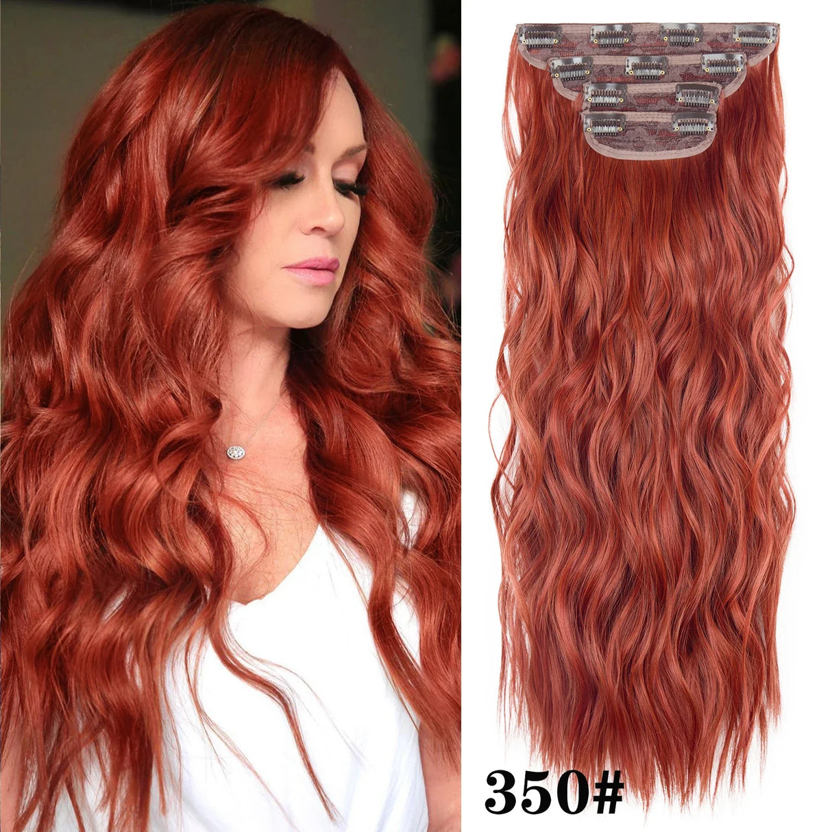 4Pcs/Set 20Inch Synthetic Hair Clip In Long Wavy Thick Hairpieces For Women Full Head Synthetic Hair Extensions Ombre Hairpieces