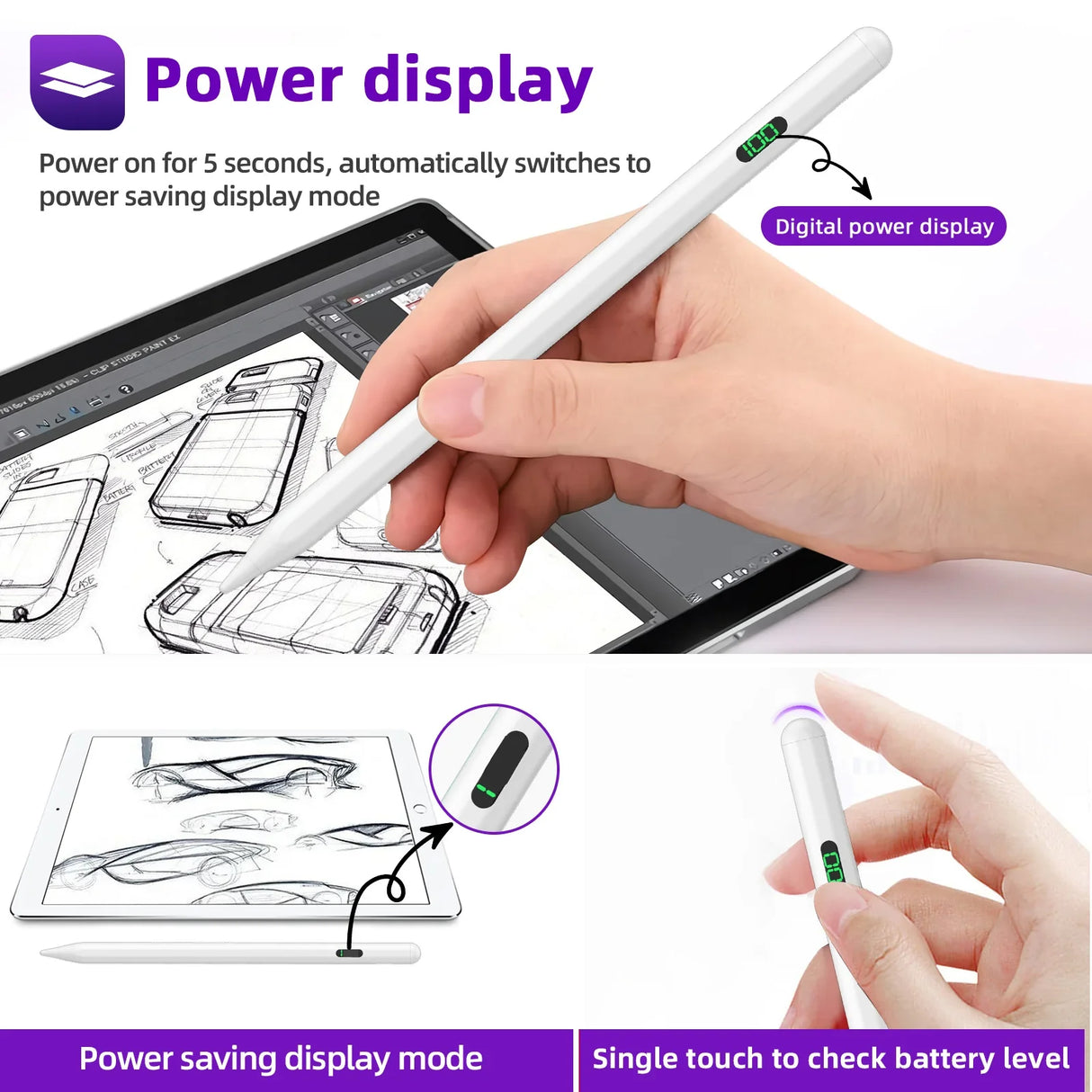 Stylus Pen For iPad Touch Pen for Android iPad Accessories for Apple Pencil Universal Stylus Pen With Digital Power Display