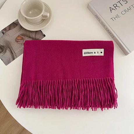 Luxury Brand Wool Scarf For Women Men Solid Color Plain Real Wool Scarves Female Winter Warm Neck Scarf Cashmere Shawl 2023