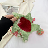 DIY Personalized Strawberry Crochet Sling Purses 2023 Novelty Handmade Wool Knitted Satchel Bag Cartoon Cute Small Crossbody Bag