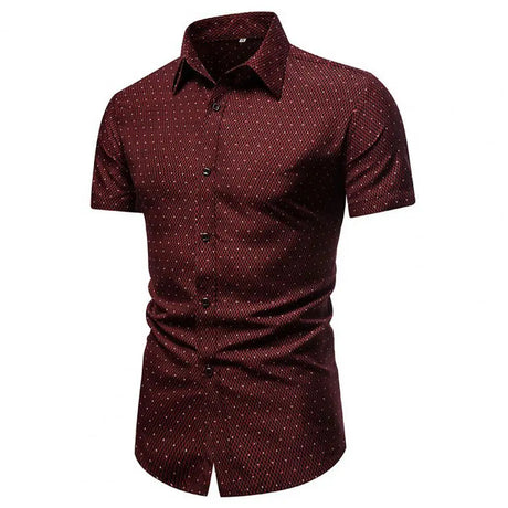 Men Shirt Formal Men Top Single-breasted Summer Top Lapel Summer Shirt Dot Print Shirt Business Shirt ropa hombre camisas