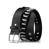 Women Men Waist Belt Punk Bullets Rivet Studded Imitation Leather Belt Hip Hop Rivet Belt for Jeans Black