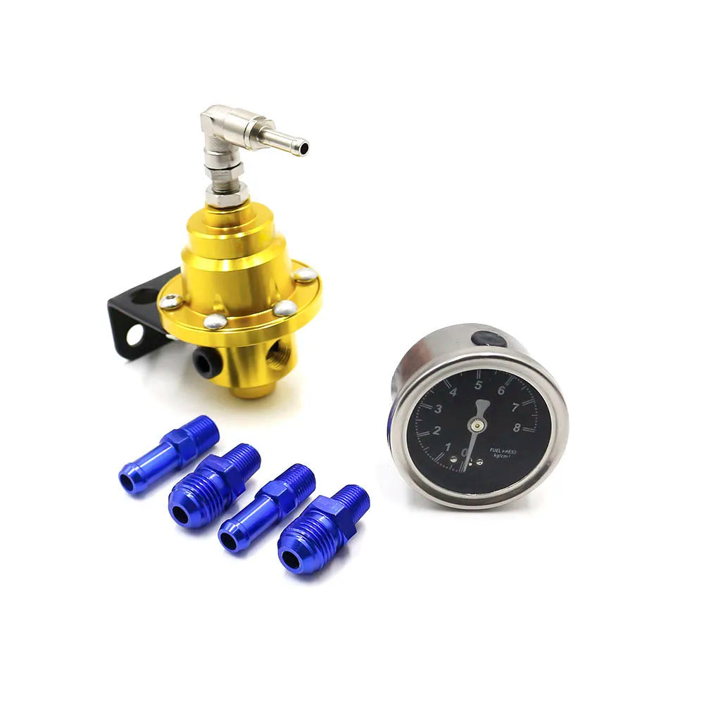 Adjustable Aluminum Fuel Pressure Regulator With Gauge Kit Universal Fuel Supply System Engines Engine Parts