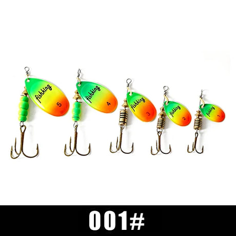 FISH KING Metal Fishing Lure Spinner Baits 3.9g 4.6g 7.4g 10.8g 15g Rotating Spoon Lures Spinners With Treble Hooks Pike Baits