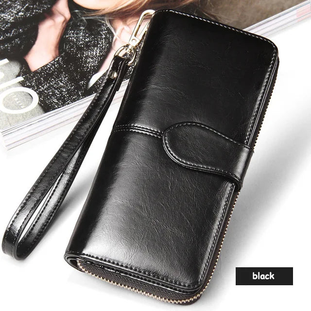 2024 Classic 100% Genuine Leather Fashion Women's Wallet Female Clutch Purse Long Wallet Women's Purses Money Bag Coin Purse