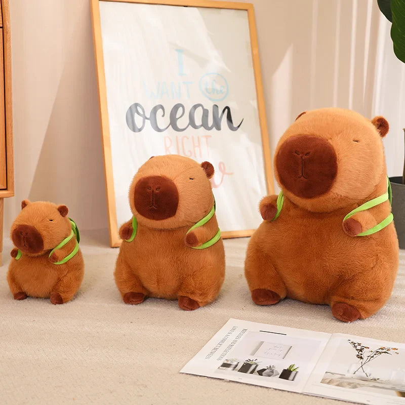 Cute Capybara With Backpack Plush Toys Sitting Lovely Cartoon Animals Stuffed Dolls Holiday Gift Home Decor Sofa Plush Pillows