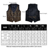 Brand Suit Vest Set For Men Luxury Silk Black Gold Paisley Dress Vest Tie Cufflinks Handkerchief Set Male Sleeveless Waistcoat