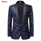 Shiny Green Sequins Bling Glitter Blazer Men 2023 Shawl Collar One Button Tuxedo Suits&Blazer Mens Wedding Party Stage Costumes