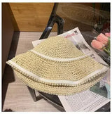 Women's Large Brim Straw Beach Hats Girl Cap Breathable Sunscreen Uv Protection Ladies Sun Visor Female Big Brim Straw Empty