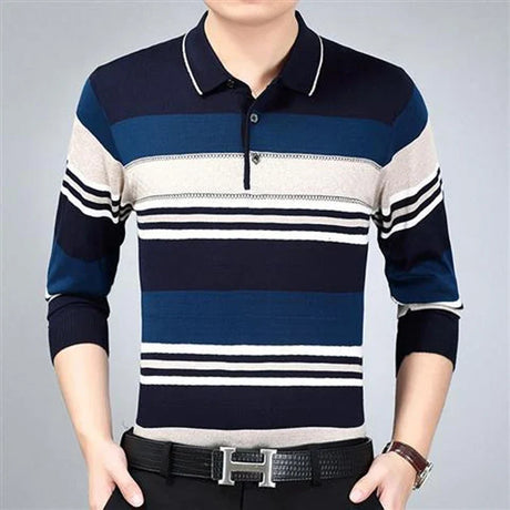 Spring Autumn New Printing Trend T Shirt Tops Long Sleeve Polo Neck Plus Size Loose Pullovers Vintage Fashion Men Clothing