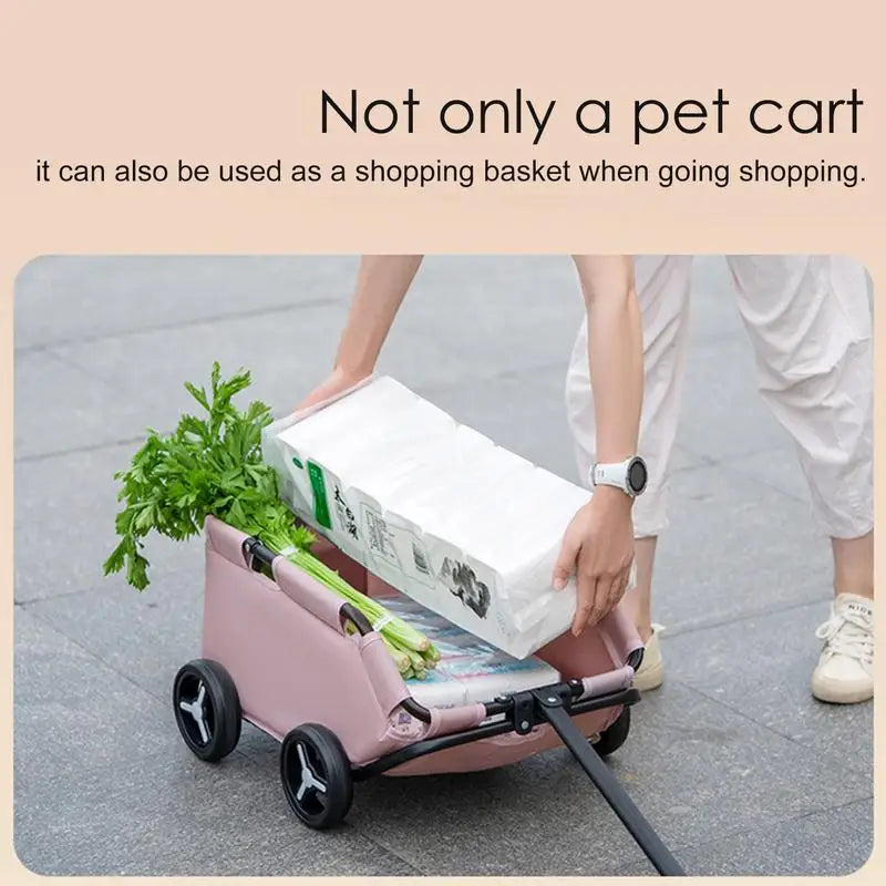 Small Pet Stroller Foldable Multifunctional Rolling Cat Carrier Pet Carriage 4 Wheels Lightweight Trolley Dog Cart for Travel