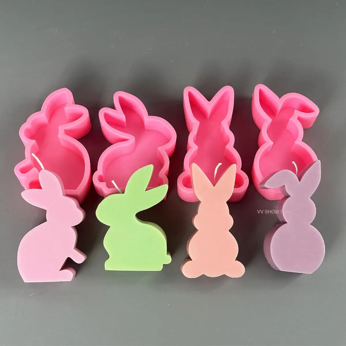 Cute Squatting Rabbit Silicone Mold 3D Animal Candle Scented Making Epoxy Mould DIY Handmade Easter Gift Baking Tools Home Decor