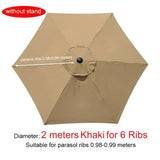 2m 6 Rib Patio Umbrella Canopy Replacement Parasol Sun Cover (Top Cover Only)