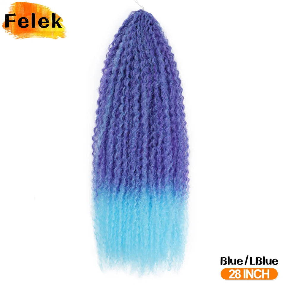 Brazilian Braids Synthetic Curl Hair Soft Braiding Extension 20-28 Inch Afro Crochet Hair Long Water Wave Ombre Color Hair Felek