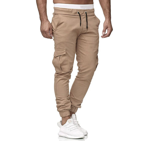 Cargo Pants Mens Multiple Pocket Sports Jogging Trousers Lightweight Hiking Spliced elastic band Outdoor Binding leg sweatpants