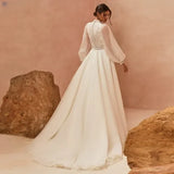 Robe Wedding Dress Bride Dresses Long Sleeves Bridal Gown Vestido De Noiva Appliques A-line Simple Dee France 2023 Lace Train