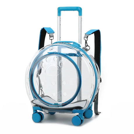 Pet Dog Cat Trolley Suitcase Luggage with Wheels Carrying Transparent Suitcase Breathable Pet Cat Carrier Backpack Pet Stroller