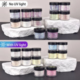 10g/Bottle UV Light Sensitive Changing Color Nail Art Glitter Powder Laser Nail Sequins DIY Jewelry Making Accessories