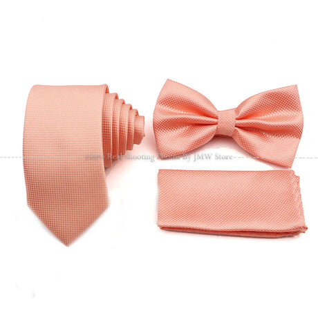 5 Pcs Slim Plaid Tie Set Polyester Pink Blue Necktie Bowtie Cufflink Brooch For Groom Suit Wedding Cravat Shirt Accessory Gift