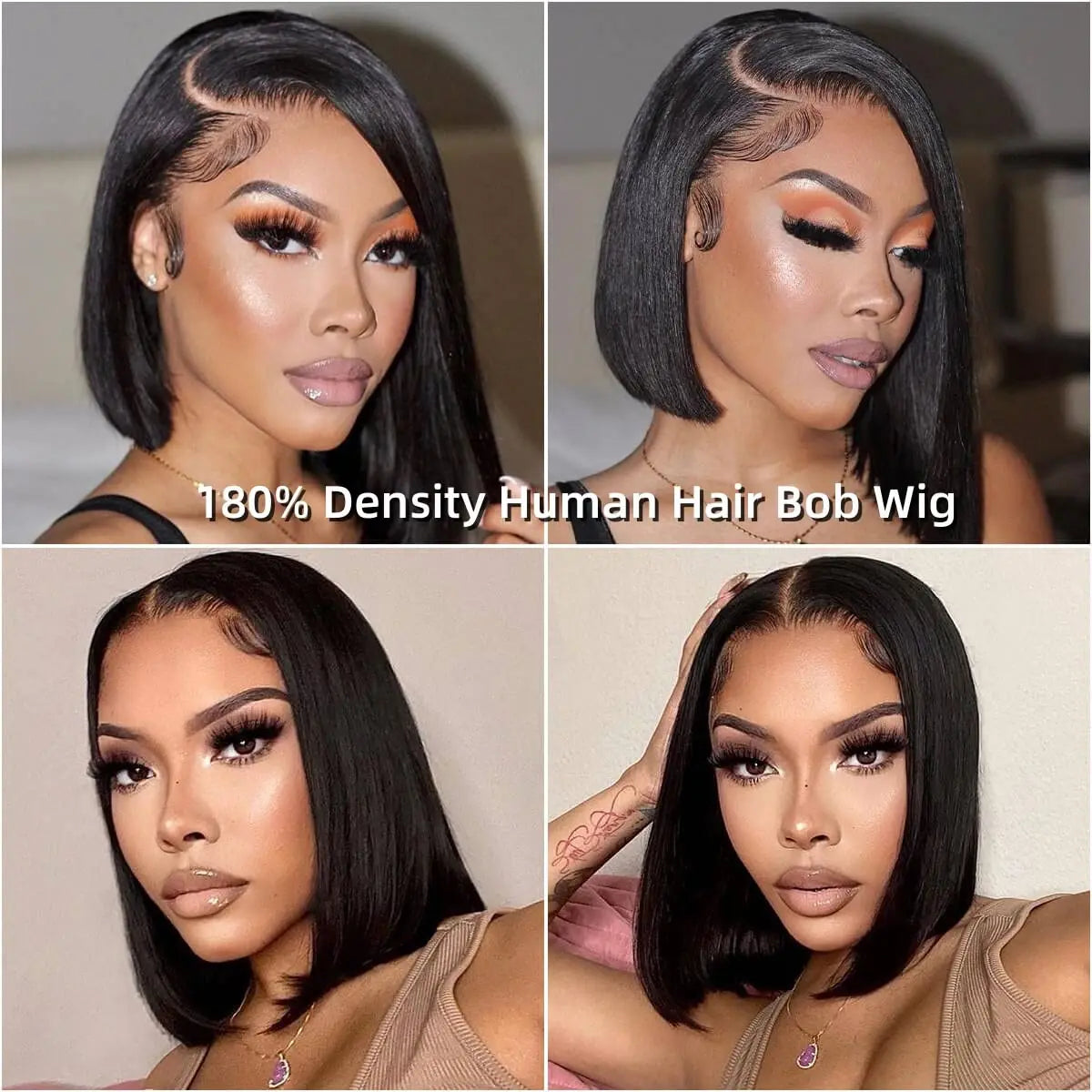 Wear go glueless Bob Wig Lace Front Human Hair Wigs Brazilian Short Bob Wig Natural Color Best Human Hair T Part Lace Wigs 180%