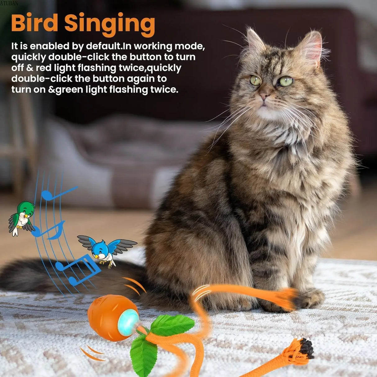 Interactive Cat Toy,3 Working Modes Irregular Motion Trajectory Cat Toys for Indoor Cats Self Play,Stimulates Cats Senses Funny