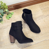 Retro Boots Women's Shoes 2023 New Square Heel Woman High Shoe Rubber Ankle Female Solid Platform Short Boots