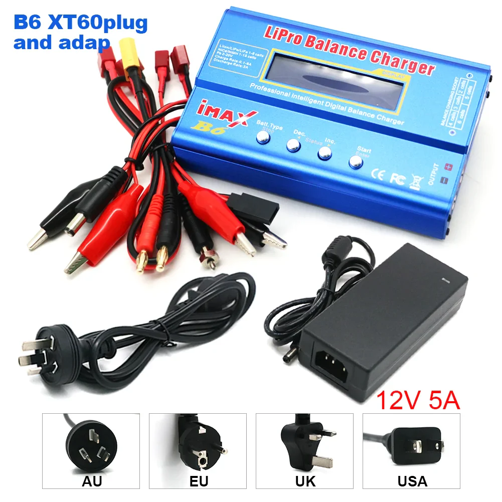 IMAX B6 80W Battery Charger Lipo NiMh Li-ion Ni-Cd Digital Lipro Balance Charger Discharger  AC Power 12V 5A Adapter For Rc Car