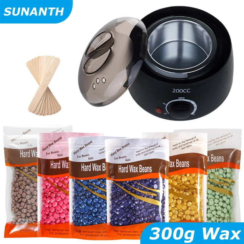 Wax Machine for Hair Removal Waxing Heater and Beans Kit Depilatory Epilator Wax-melt Pot Paraffin Warmer Heating Machine