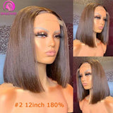 Chestnut Brown T Part Lace Bob Wig #2 #4 Dark Chocolate Brown Brazilian Straight 13x4 Short Bob Human Hair Lace Frontal Wigs