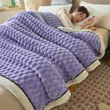 Winter Warm Blanket Skin-Friendly Bedspread Solid Striped Throw Blankets Sofa Air Conditioning Blanket For Bedroom