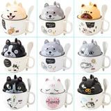 Cartoon Animal Ceramic Coffee Cup Creative Ke Jiquan Shiba Inu Cat Couple Ceramic Cup Home Decoration Glass Breakfast Milk Cup