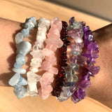 Natural Crystal Gemstone Irregular Energy Stone Bracelet Beads Chips Jewelry Amethys Aquamarine Rose Quartz Bracelets for Women