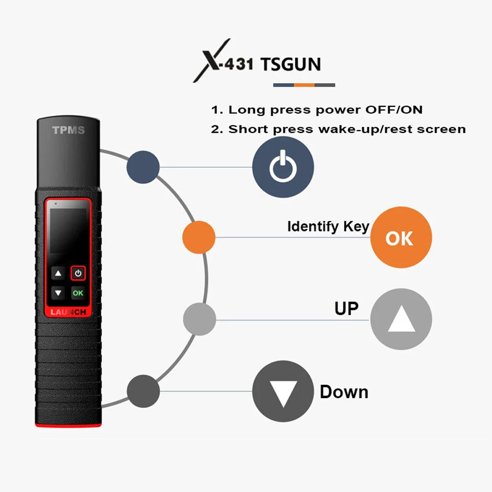 LAUNCH X431 TSGUN TPMS Car Tire Pressure Inspection Tool Sensor Activation Programming Learning Reading Work with X431 V/V+/PRO3