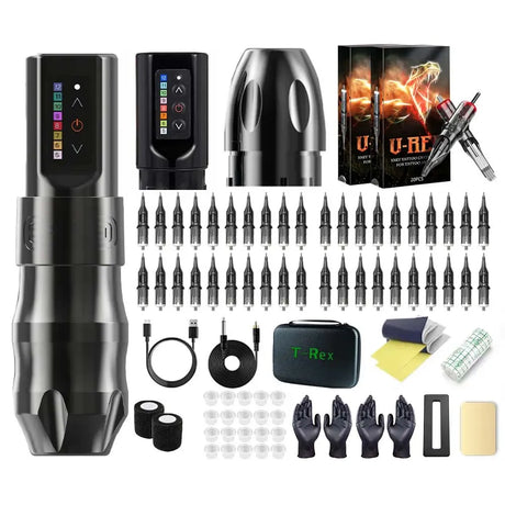 T-Rex Professional Wireless Tattoo Pen Machine Kit Powerful Cartridge machine 2400mAh Battery Beginners Roatry For Body Artist