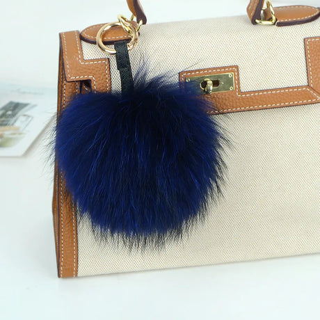 Big Size 15cm Real Fox Fur Ball Keychain Natural Raccon Fur Tassels Leather Strap Key Chain Ring Pendant For Women Charm f278