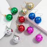 FishSheep Christmas Acrylic Mirror Disco Ball Drop Earring for Women Creative Rock 3D Bulb Dangle Earrings Xmas New Year Jewelry