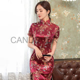 red Sexy Traditional Chinese Dragon Phoenix Qipao Dress Women Slim Split Long Cheongsam Plus Size Satin Vestidos Asian Clothing