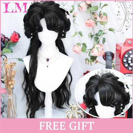 LM Dark Brown Wig Long Wave Wigs for Women Synthetic Hair Wig With Bangs Heat Resistant Party Daily Natural Use