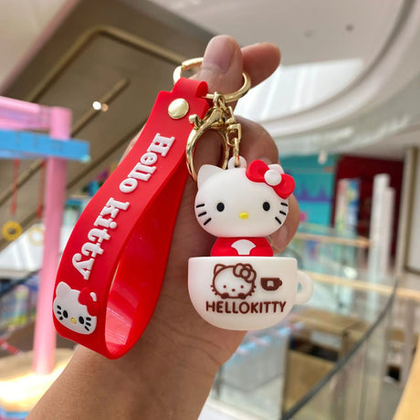 Kawaii Sanrio Hello Kitty Keychain Cartoon Doll Cute Kitty Pvc Key Chain Soft Rubber Car Key Ring Women Bag Pendant Girl Gift