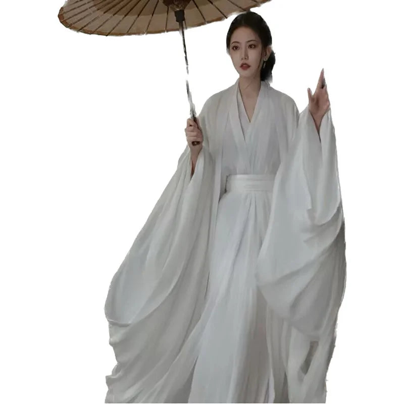 White Hanfu Dress Women Ancient Chinese Hanfu Female Halloween Fairy Cosplay Costume 2023 Summer Dress Hanfu Dress Plus Size