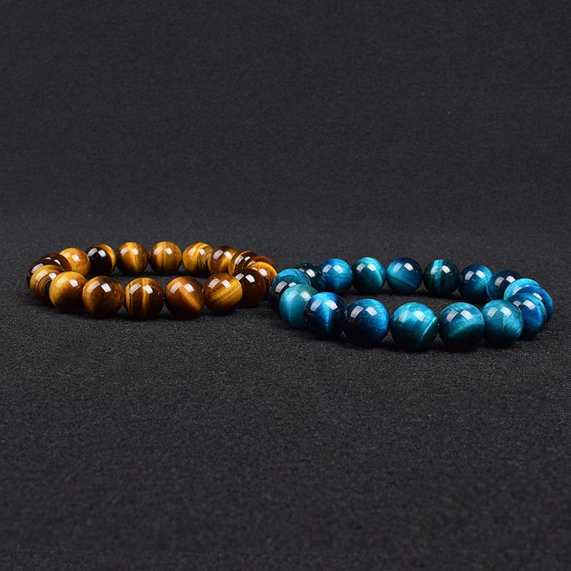 Real Natural Blue Tiger Eye Bracelet Azure Color High Quality Round Stone Beads Handmade Bracelets For Men Women Jewelry Pulsera