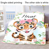 Custom Name Blanket Kawaii Baby Girl Boy Kids Personalized Blankets Cartoon Animal Cute Soft Flannel Throw Blanket Birthday Gift