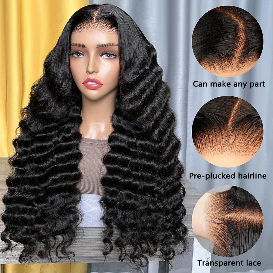 210% Density Loose Deep Wave Human Hair Lace Wigs 13x4 Hd Lace Frontal Wig 4x4 Closure Wig Natural Color Raw Brazilian Hair