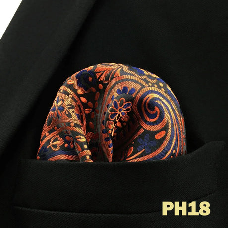 Blue Floral Paisley Mens Pocket Square Classic Silk Purple Hanky Business Fashion Handkerchief Wedding